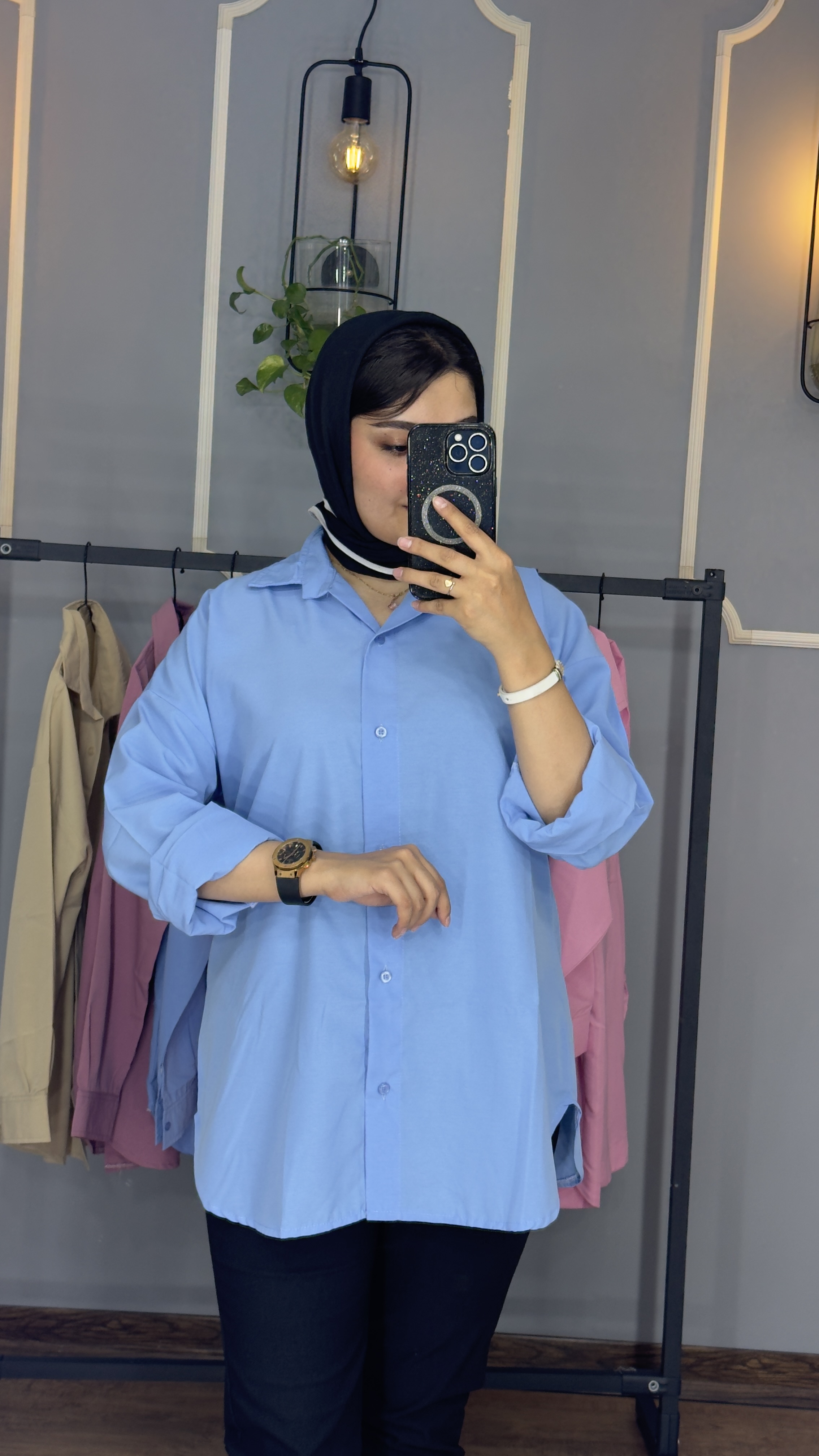 شومیز شومیز بلند شومیز آبی رنگ نود