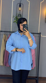 شومیز شومیز بلند شومیز آبی رنگ نود